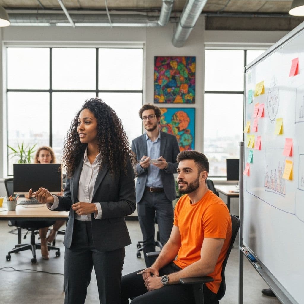 Team collaborating in an office